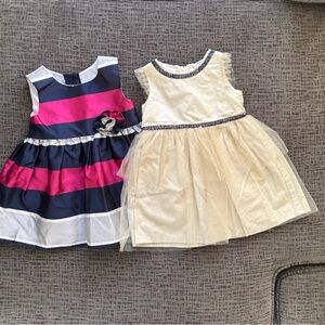 Blue and Pink Fit and Flare Dress Sleeveless Crew Neck